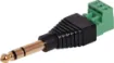 A 6.35mm Stereo plug with a 2.54mm pitch 3 way screw terminal mounted on the rear. Perfect for when there is no soldering iron handy.