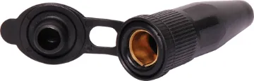 12VDC 8A Female Line Merit Socket As used in many 4WD, RV and caravans. Ideal connector for DC power in vehicles. Rated at 8A (contacts rated at 16A). Cable entry 7.5mm. Both fitted with 6.4mm spade connectors.