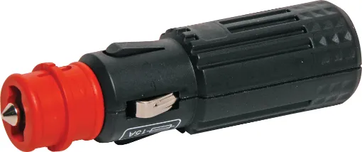 Great for connecting DC power in cars and 4WDs. Locking design prevents disconnection due to vibration. Suits both Merit sockets and standard car accessory sockets. 15A fused. 16A rated contacts.  Cable entry 7.5mm. Screw terminal connections (16AWG max).