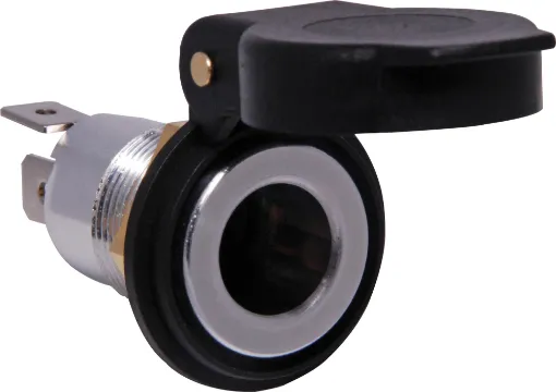 As used in many 4WD, RV and caravans. Ideal connector for DC power in vehicles. 12V 15A rated.  Fitted with 6.4mm spade connectors.