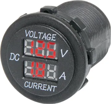 Volt / Current Meter LED Digital Measures 6-30V DC @ 10A max with internal shunt. Designed to fit P� or P 0681, but can also be used standalone. 28mm mounting hole. 19mm thread length (max material thickness).