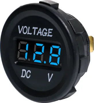 Panel Mount Volt Meter This panel meter features a measuring range of 5-32V direct current and a working voltage of 12-24V direct current. 27Ømm mounting hole. Only 6.35mm deep.
