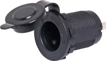 12VDC Panel Mount Posi-Fit (Engel Style) Socket Engel® &lsquoPosi-Fit&rsquo style socket to suit Engel® fridges. Designed to fit P 0680 or P 0681, but can also be used standalone. 28mm mounting hole. Protective rubber cap. Thread length 19mm (max material thickness).