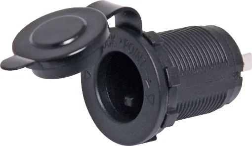 Engel&reg &lsquoPosi-Fit&rsquo style socket to suit Engel&reg fridges. Designed to fit P 0680 or P 0681, but can also be used standalone. 28mm mounting hole. Protective rubber cap. Thread length 19mm (max material thickness).