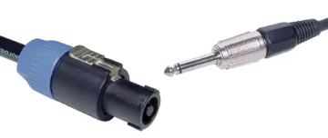 20m Heavy Duty Speaker Connector to 6.35mm Jack Cable Industry standard heavy duty speaker connector to 6.35mm Jack plug lead. Made using using super flex two core cable available in either 10 or 20m lengths.