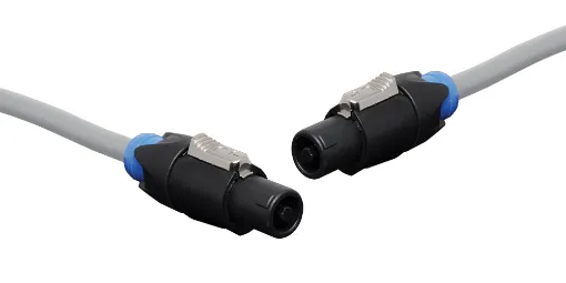 20m SpeakOn connector to SpeakOn connector audio lead. Genuine SpeakOn connectors. Made with 2 core flexible cable connecting 1+ & 1- of the connector. 