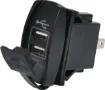Connects directly to 12-24V with i6.8mm spade terminals. Fitted with rubber cap to prevent moisture and dust ingress. Designed to mount directly in a modern dashboard blanking panel.
