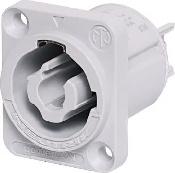 Powercon Chassis Plug 240V 16A NAC3MPB-1 Extra heavy duty Neutrik Powercon connector as used in commercial lighting and audio applications. Power Out. NAC3MPB-1. SAA approved.