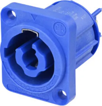 Powercon Male Chassis Plug 240V Mains 16A NAC3MPXXA Extra heavy duty Neutrik Powercon connector as used in commercial lighting and audio applications. NAC3MPXXA. SAA approved.