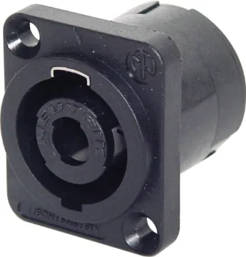 Speakon Socket Chassis Mount NL4MP Heavy duty 4 pin connectors as used on professional amplifiers and speaker boxes. Handles up to 30A current. Genuine Speak-On connector manufactured by Neutrik.