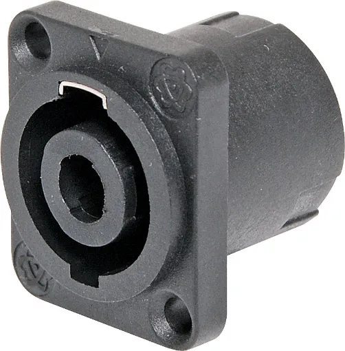 Heavy duty 4 pin connectors as used on professional amplifiers and speaker boxes. Handles up to 30A current. Compact rectangular type for use on amplifier rear panels.