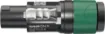 The Neutrik NL4FXX-W-S 4-pole speakON cable connector has a screw terminal assembly and chuck type strain relief for cable diameters 6 to 12 mm.