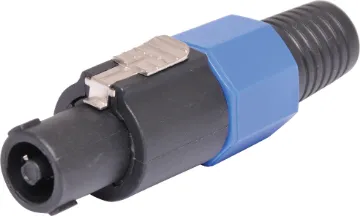 Lockable Speaker Connector Plug Line Heavy duty, robust construction. As used on many professional amplifiers and speaker boxes. Handles up to 30Amps current and the inline plug can accept up to 8mm cable diameter.