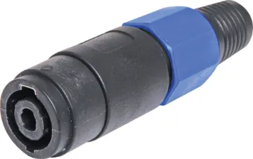 Lockable Speaker Connector Socket Line Heavy duty 4 pin plug as used on professional amplifiers and speaker boxes. Handles up to 30A current. Accepts up to 8mm dia. cable.