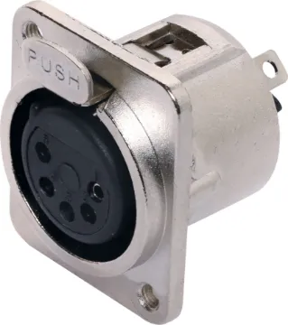5 Pin Female Chassis Mount XLR Connector 5 Pin XLR Chasiss. These XLR style connectors feature sturdy metal construction.