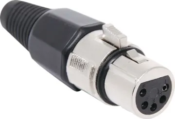 5 Pin Female Line XLR Connector These XLR style connectors feature sturdy metal construction, high quality contact inserts and strain relief grommets on the line connectors. The plugs have an internal sleeve which tightens around the cable as the plug is screwed together, securing the c