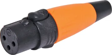 3 Pin Female Line Eco XLR Connector These eco XLR line plugs offer a shortened metal body with plastic strain relief body.
