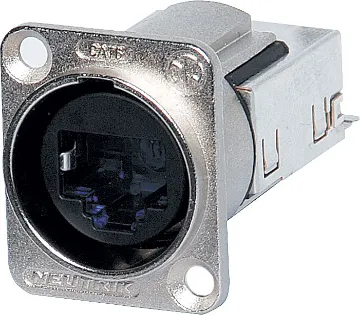 8P8C RJ45 Modular Chassis Socket Cat6 NE8FDY-C6 D series shielded Cat6 RJ45 chassis connector. 
NE8FDY-C6