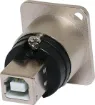 Type A to type B back to back USB connections. 

USB internal mechanism is reversible. This allows either type A or type B socket connection on the front or rear of the connector as desired. 

Conforms to standard D series mounting dimensions. 



