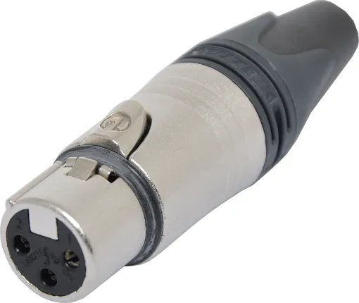 Neutrik 3 Pin Line XLR female connector. 

Neutrik connectors are made from rugged diecast aluminium and are designed to be compact yet stand up to the rigours of everyday use. Connector assembly is designed to be as simple as possible, saving you time 