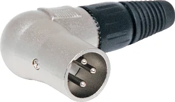 3 Pin Male 90° XLR Line Connector These XLR style connectors feature sturdy metal construction, high quality contact inserts and strain relief grommets on the line connectors. The plugs have an internal sleeve which tightens around the cable as the plug is screwed together, securing the c