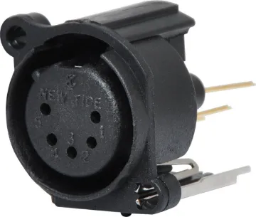 5 Pin Female Vertical PCB Compact XLR Connector Ideal for use in mixers or amplifiers where panel space is limited.