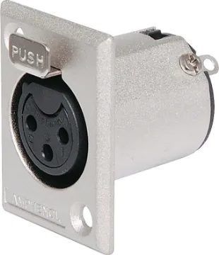 3 Pin Female Chassis Mount XLR AC3FPZ AMPHENOL (formerly Alcatel) connectors are ideal for use in high performance audio applications, including mobile PA use.  They represent a no-compromise approach to connector technology, with rugged construction,  secure mechanical characteristics and lo