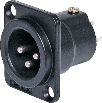 3 Pin Male Chassis Mount XLR Black AC3MMDZB AMPHENOL (formerly Alcatel) connectors are ideal for use in high performance audio applications, including mobile PA use. They represent a no-compromise approach to connector technology, with rugged construction, secure mechanical characteristics and low