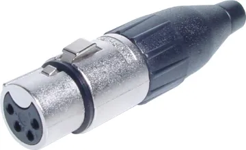 4 Pin Female Line XLR AC4F AMPHENOL (formerly Alcatel) connectors are ideal for use in high performance audio applications, including mobile PA use. They represent a no-compromise approach to connector technology, with rugged construction, secure mechanical characteristics and low