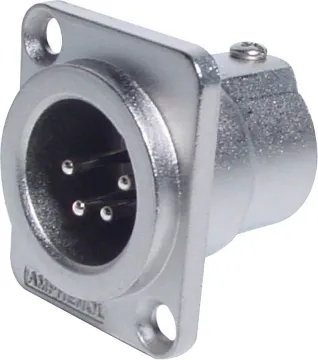 4 Pin Male Chassis Mount XLR AC4MDZ AMPHENOL (formerly Alcatel) connectors are ideal for use in high performance audio applications, including mobile PA use. They represent a no-compromise approach to connector technology, with rugged construction, secure mechanical characteristics and low