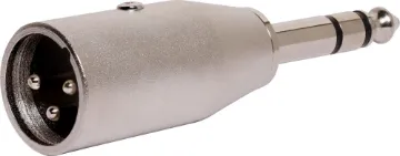 3 Pin Male XLR to 6.35mm TRS Male Adapter TRS 6.35mm adaptor to XLR 3 pin male. Suitable for balanced signals.