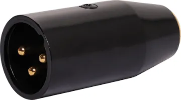 Mini XLR Male To 3 Pin XLR Male Adapter Accepts a female mini 3 pin XLR, allowing it to plug into a full size standard female 3 pin XLR.