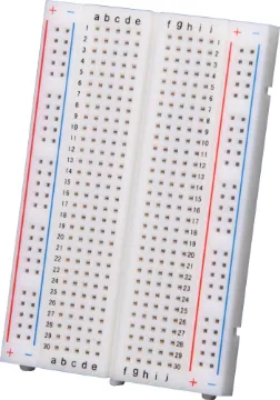 400 Tie Point Interlocking Solderless Breadboard 	Standard 0.1 inch spacings. Accepts all ICs, transistors, diodes, leds and passives. Uses solid hook up wire for interconnections. Boards are keyed to enable easy expansion.