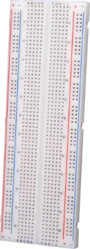 830 Tie Point Interlocking Solderless Breadboard Standard 0.1 inch spacings. Accepts all ICs, transistors, diodes, leds and passives. Uses solid hook up wire for interconnections. Boards are keyed to enable easy expansion.