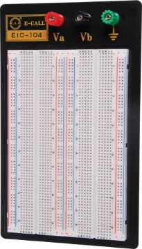 1660 Tie Point Solderless Aluminium Base Breadboard Mounted on an aluminium base with rubber feet. Includes binding posts for power
supply connections. 2 types available. 
P 1012A Accepts up to 16 x 16 pin DIL ICs. 1660 Holes
P 1015A Accepts up to 24 x 16 pin DIL ICs. 2309 Holes