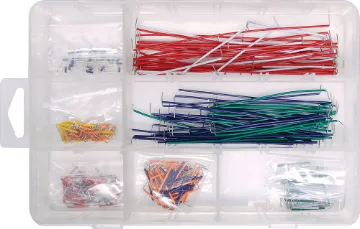 350pc Prototyping Wire Kit For Solderless Breadboards Multi-colour reusable leads for prototyping and working
with breadboards. Assorted lengths in a handy
plastic case with separate compartments. P 1014A is
the perfect size for students. Includes 350 piece