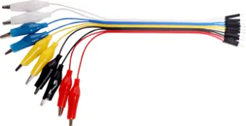 Alligator / Croc Clip to Pin jumper leads Handy test leads. Pack of 10.  Contains: two of each yellow, red, white, black and blue