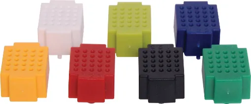 A pack of seven 25 hole breadboards with screw mounts on the bottom. Ideal for small prototyping requirements. Standard 0.1 inch spacings