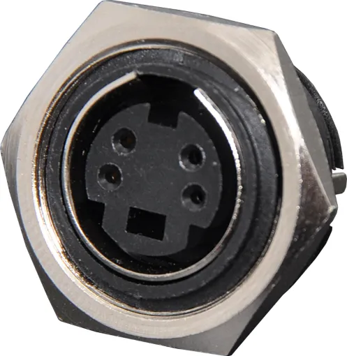 4 pin mini DIN connector. Chassis mount.