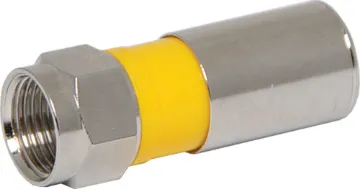 RG6 Quad Compression Crimp F Type Used in digital television & pay TV applications. See tools section for the T 1562 crimping tool to suit. Cable entry size 5mm to suit RG6 coaxial cable.