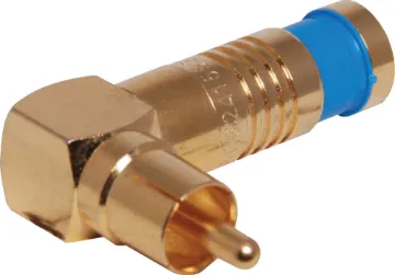 Blue RG59 90 Deg. Compression Crimp RCA Suits RG59 coaxial cable. Right angle design is perfect for tight spaces. Cable entry 7.1mm.
