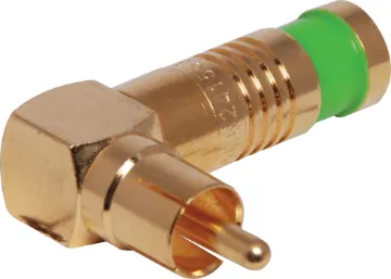 Green RG59 90 Deg. Compression Crimp RCA Suits RG59 coaxial cable. Right angle design is perfect for tight spaces. Cable entry 7.1mm.