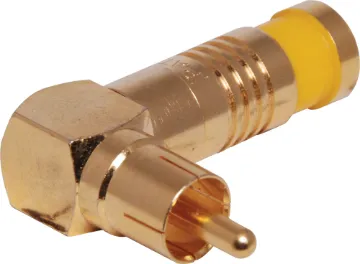 Yellow RG59 90 Deg. Compression Crimp RCA Suits RG59 coaxial cable. Right angle design is perfect for tight spaces. Cable entry 7.1mm.