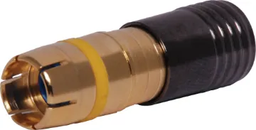 Yellow RG6 Compression Crimp RCA Used in high end video & RF signal leads such as RGB, component, digital television & pay TV applications. See tools section for the T 1562 crimping tool to suit. Cable entry size 8.5mm to suit RG6 coaxial cable
PLEASE NOTE: THESE CONNECTORS CAN ONL