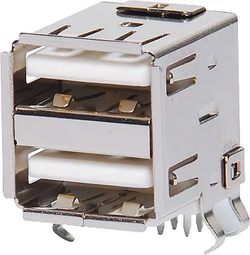 Dual Type A 90 Deg. Horizontal PCB Mount USB 2.0 Dual USB A Type Sockets PCB Mount.