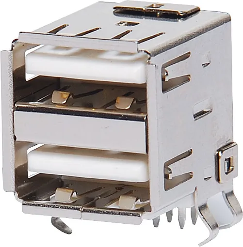 Dual USB A Type Sockets PCB Mount.