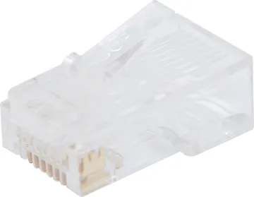 8P8C RJ45 Modular Plug Cat5e Jar 100pcs (Uses P 1380) A handy screw top canister filled with 100pcs of P 1380 RJ45 connectors. 
8P8C Solid / Stranded. Cat5e RJ45 suit round cable
