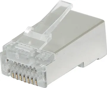 8P8C Shielded Modular Plug Cat6 Through Hole (Suit Solid Cable) Unique through hole (open-pass) design for quick, easy termination 
Cat6 8P8C male connector suits solid core cable