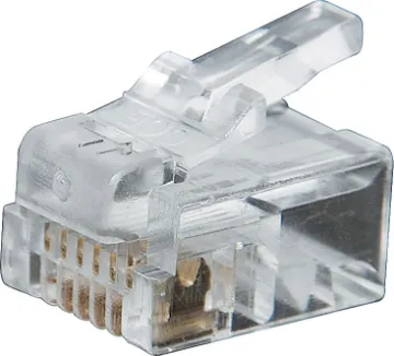 6P4C RJ14 Modular Plug (Suit Stranded Cable) Suits stranded conductors. Cat 5 rated. 6P4C RJ14.