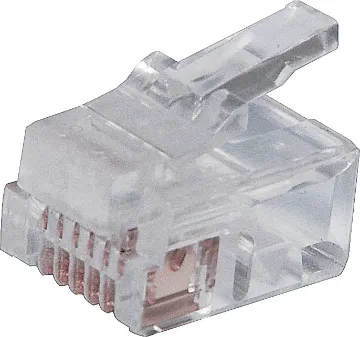 6P6C RJ12 Modular Plug (Suit Stranded Cable) Suits stranded conductors. Cat 5 rated. 6P6C RJ12.
